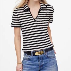 Madewell Striped Black and White Women’s Polo